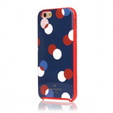 iPhone 6 Kate Spade Navy Blue Red Trapping 3 Dots Gel Hybrid Hardshell Case